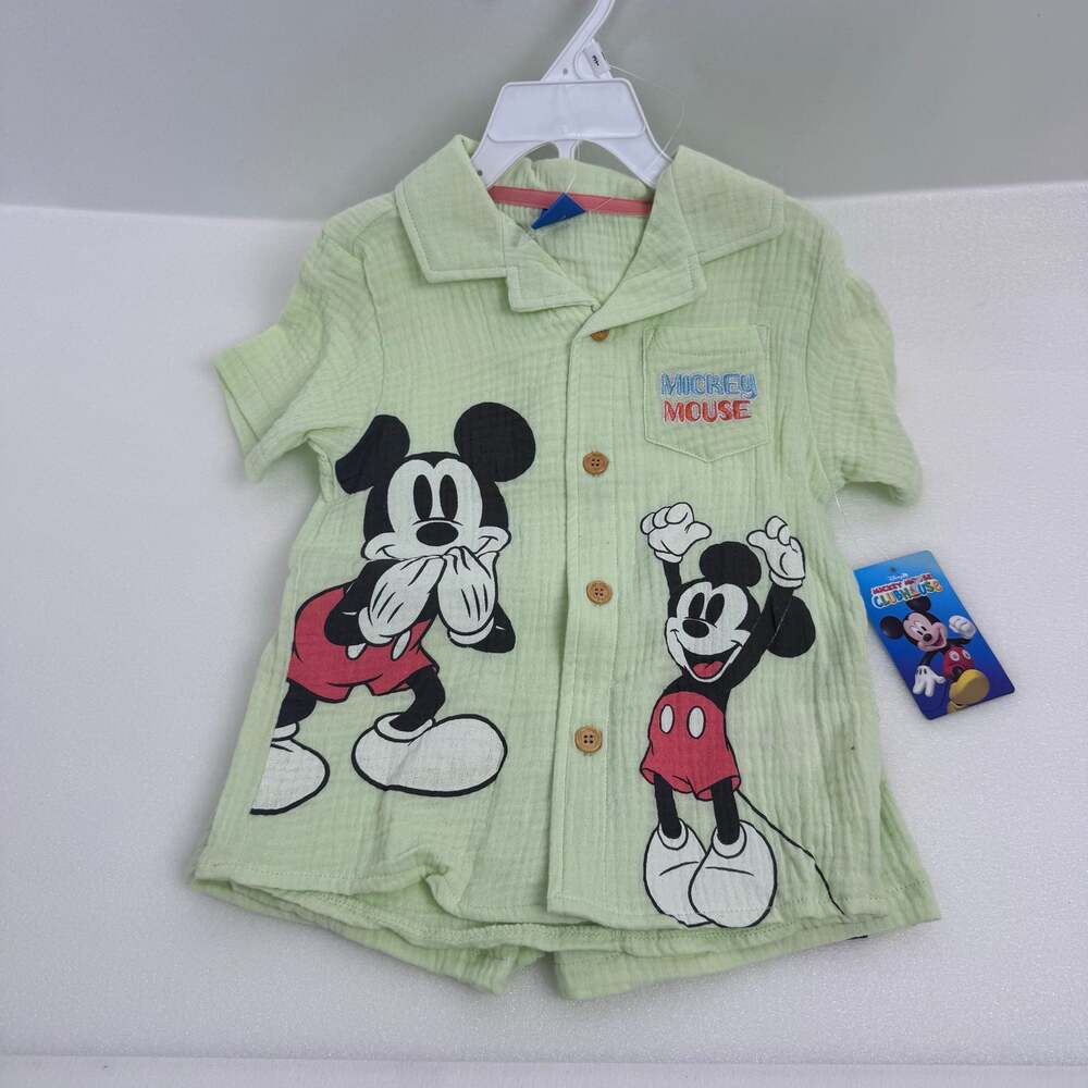 Mickey Mouse Club Lime Green Toddler Cotton Two-piece Short Outfit Set Size 3T